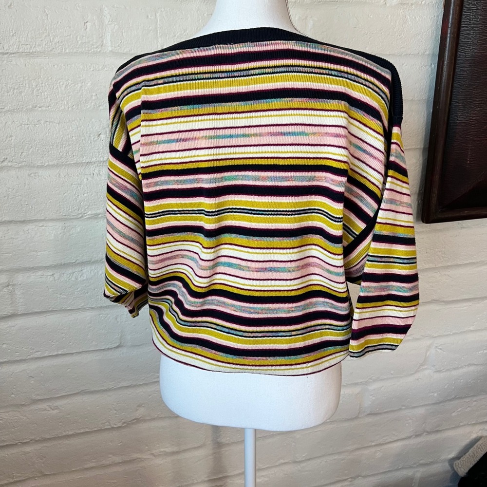 Anthropologie Moth Striped Dolman Sleeve Knit Sweater Top Multi-Color Womens S - Picture 3 of 8